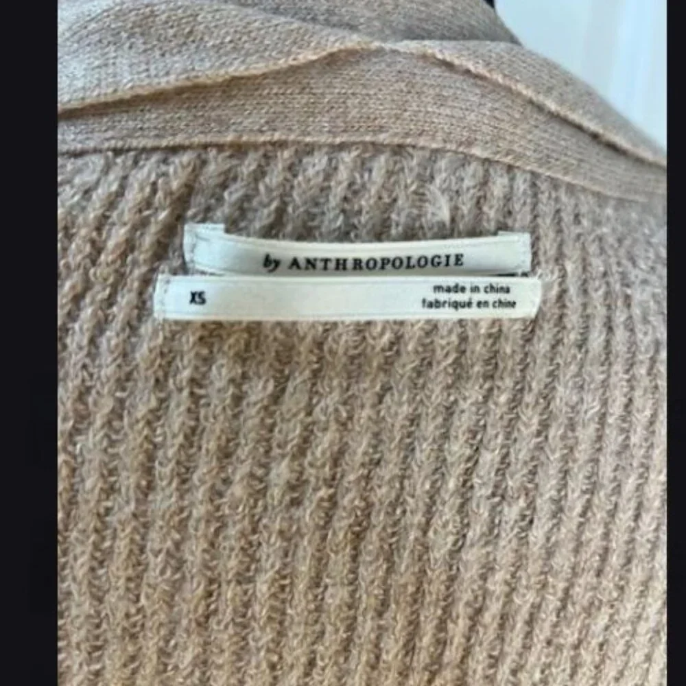 By Anthropologie Deep-V Sweater in Beige - Size X-Small